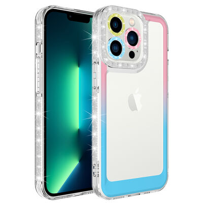 Apple iPhone 12 Pro Kılıf Simli ve Renk Geçiş Tasarımlı Lens Korumalı Zore Park Kapak - 8