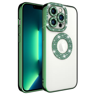 Apple iPhone 12 Pro Max Case Camera Protection Stone Decorated Back Transparent Zore Asya Cover - 4