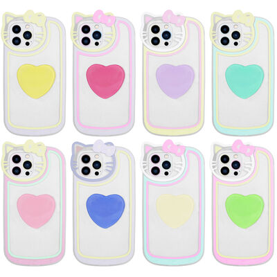 Apple iPhone 12 Pro Max Case Cat Figured Transparent Pop Socket Zore Rhythmic Cover - 4