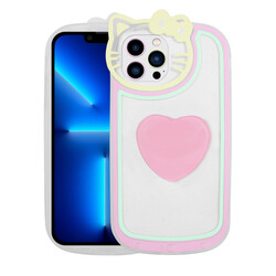 Apple iPhone 12 Pro Max Case Cat Figured Transparent Pop Socket Zore Rhythmic Cover - 5