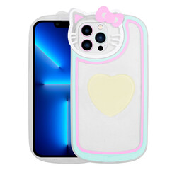 Apple iPhone 12 Pro Max Case Cat Figured Transparent Pop Socket Zore Rhythmic Cover - 8