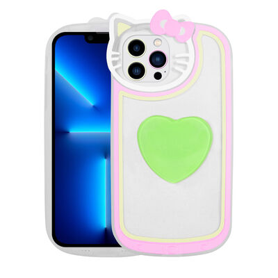 Apple iPhone 12 Pro Max Case Cat Figured Transparent Pop Socket Zore Rhythmic Cover - 10