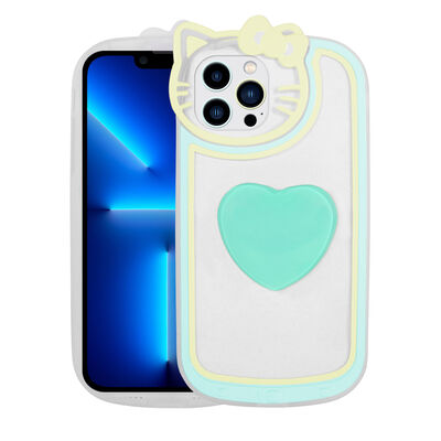 Apple iPhone 12 Pro Max Case Cat Figured Transparent Pop Socket Zore Rhythmic Cover - 6