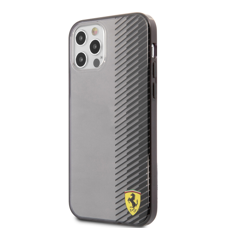 Apple iPhone 12 Pro Max Case Ferrari Original Licensed Classic Metal Logo Transparent Line Pattern Gradient Cover - 3
