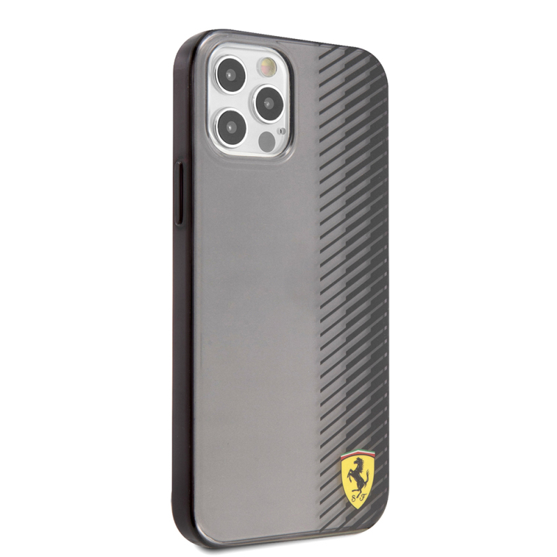 Apple iPhone 12 Pro Max Case Ferrari Original Licensed Classic Metal Logo Transparent Line Pattern Gradient Cover - 5