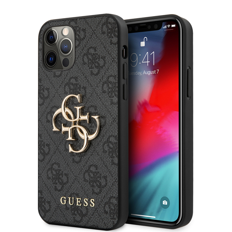 Apple iPhone 12 Pro Max Case Guess Original Licensed Large Metal Logo Design PU Leather Cover - 1