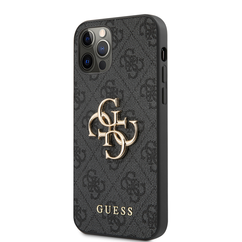 Apple iPhone 12 Pro Max Case Guess Original Licensed Large Metal Logo Design PU Leather Cover - 5