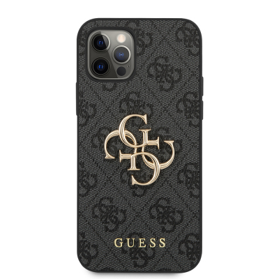 Apple iPhone 12 Pro Max Case Guess Original Licensed Large Metal Logo Design PU Leather Cover - 6