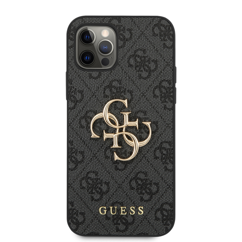 Apple iPhone 12 Pro Max Case Guess Original Licensed Large Metal Logo Design PU Leather Cover - 6