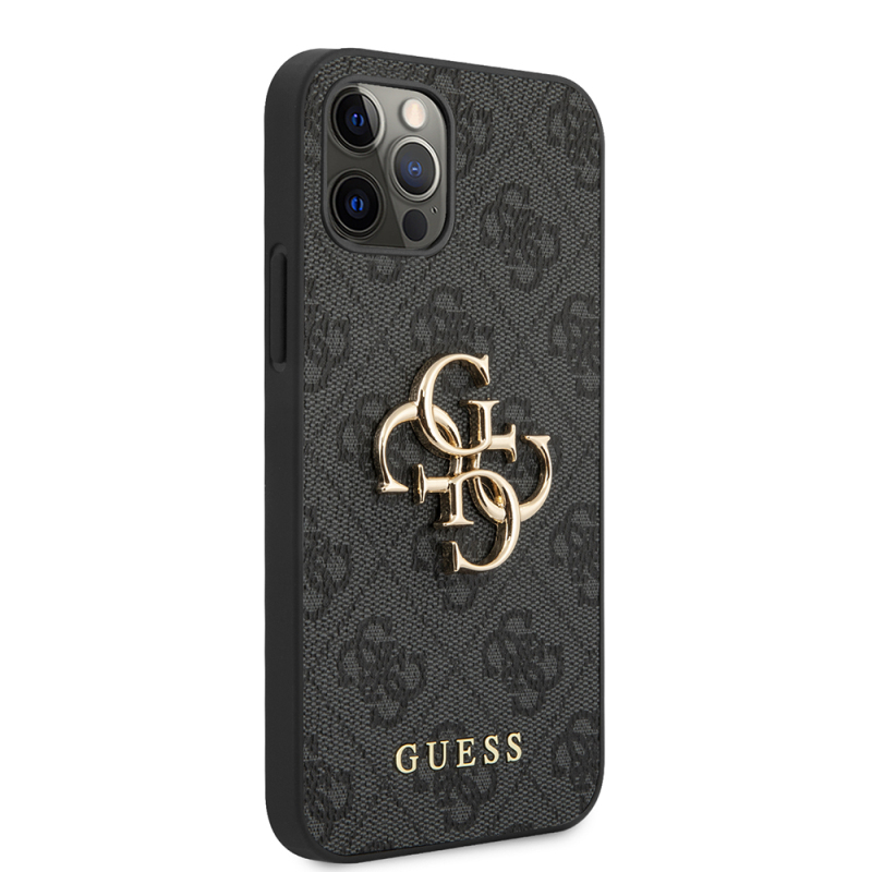 Apple iPhone 12 Pro Max Case Guess Original Licensed Large Metal Logo Design PU Leather Cover - 7