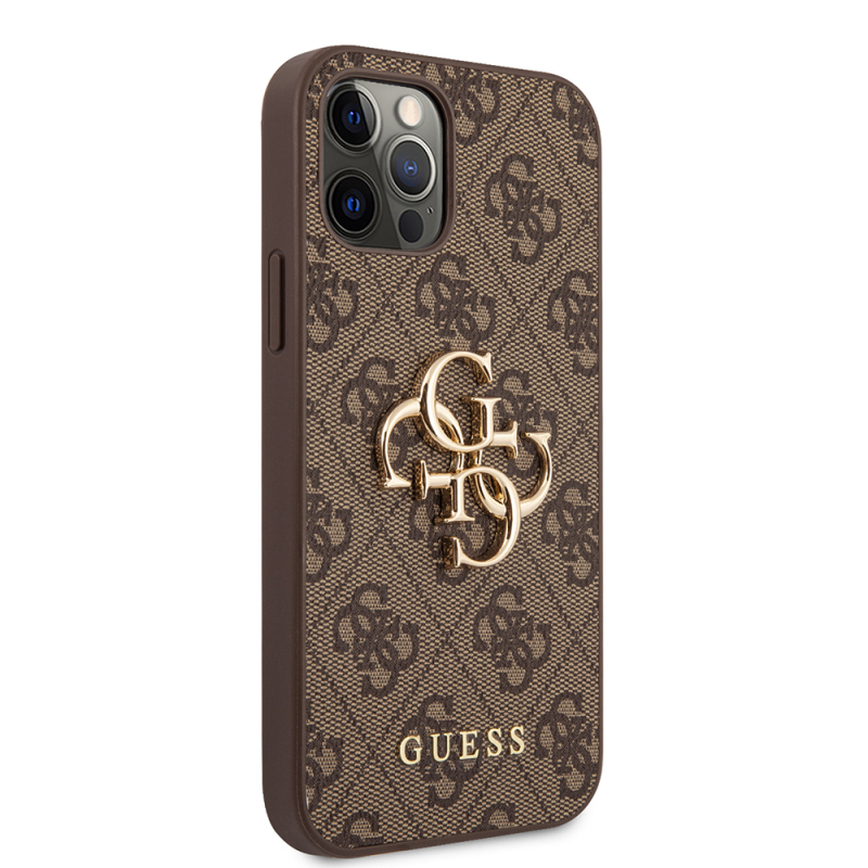 Apple iPhone 12 Pro Max Case Guess Original Licensed Large Metal Logo Design PU Leather Cover - 14