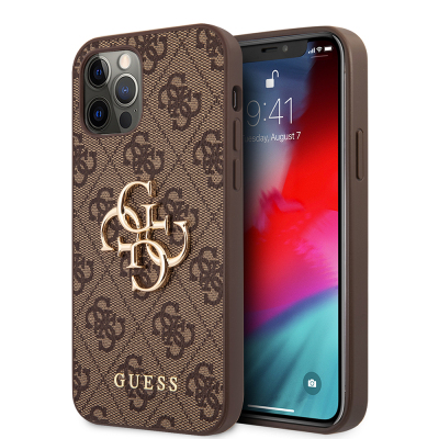 Apple iPhone 12 Pro Max Case Guess Original Licensed Large Metal Logo Design PU Leather Cover - 2