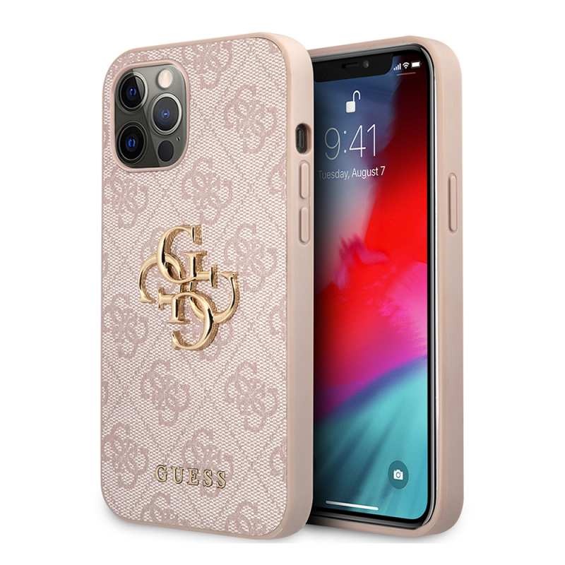 Apple iPhone 12 Pro Max Case Guess Original Licensed Large Metal Logo Design PU Leather Cover - 4