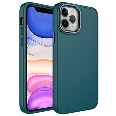 Apple iPhone 12 Pro Max Case Metal Frame and Button Design Silicone Zore Luna Cover - 15