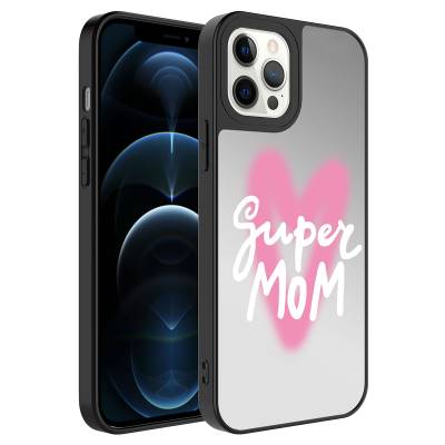 Apple iPhone 12 Pro Max Case Mirror Patterned Camera Protected Glossy Zore Mirror Cover - 3