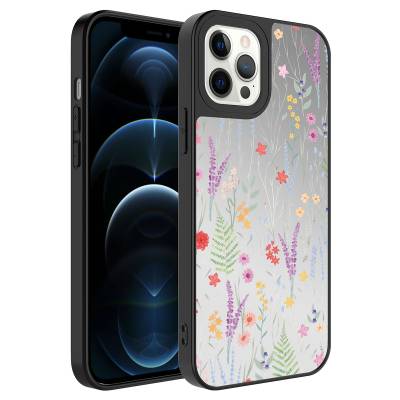Apple iPhone 12 Pro Max Case Mirror Patterned Camera Protected Glossy Zore Mirror Cover - 4