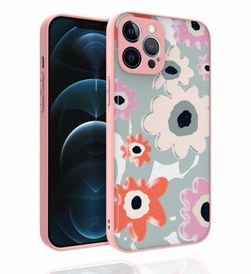 Apple iPhone 12 Pro Max Case Patterned Camera Protected Glossy Zore Nora Cover - 7