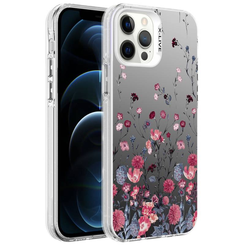Apple iPhone 12 Pro Max Case Patterned Zore Silver Hard Cover - 4