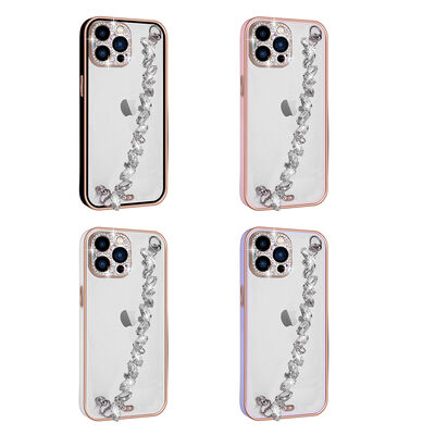 Apple iPhone 12 Pro Max Case Stone Decorated Camera Protected Zore Blazer Cover With Hand Grip - 2