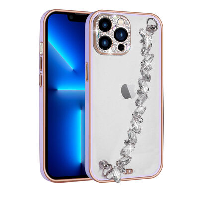 Apple iPhone 12 Pro Max Case Stone Decorated Camera Protected Zore Blazer Cover With Hand Grip - 4