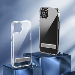 Apple iPhone 12 Pro Max Case With Stand Transparent Silicone Zore L-Stand Cover - 8