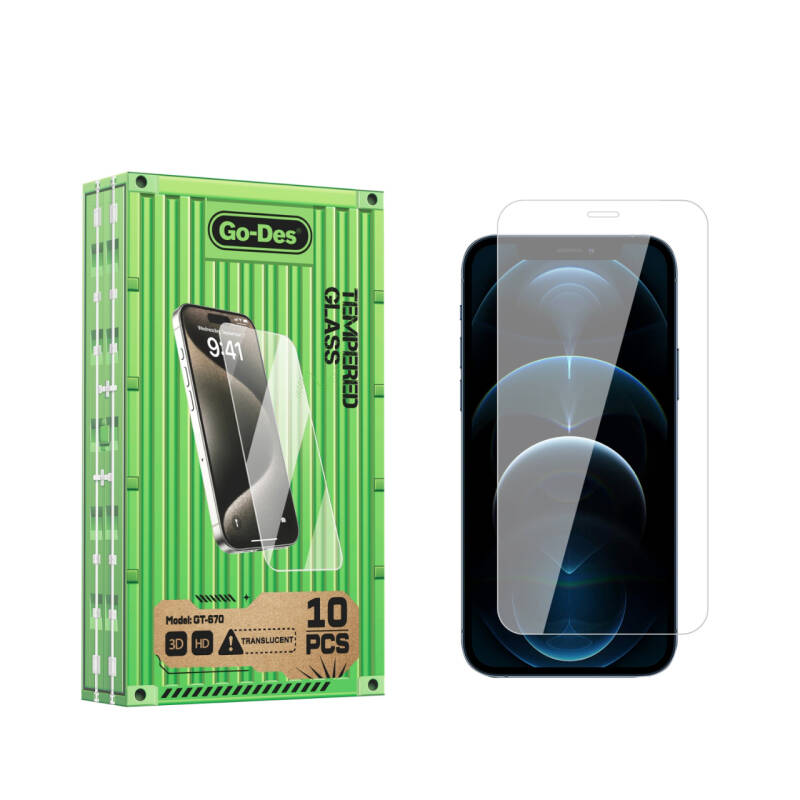 Apple iPhone 12 Pro Max Go Des Fingerprint Free 9H Oleophobic Bom Glass Screen Protector 10 Pack - 1
