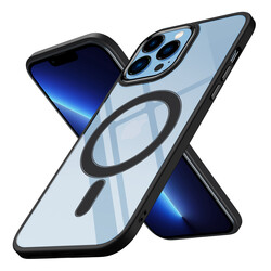 Apple iPhone 12 Pro Max Kılıf Wireless Şarj Özellikli Zore Krom Magsafe Silikon Kapak - 12