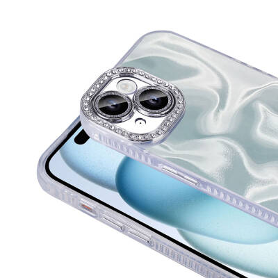 Apple iPhone 13 Case Airbag Shiny Stone Detail Design Zore Esila Cover - 7