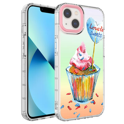 Apple iPhone 13 Case Camera Protected Colorful Patterned Hard Silicone Zore Korn Cover - 17