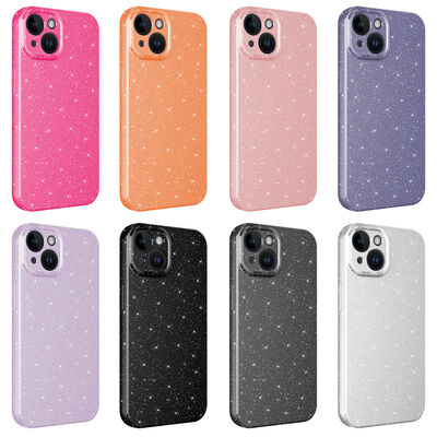 Apple iPhone 13 Case Camera Protected Glittery Luxury Zore Cotton Cover - 2