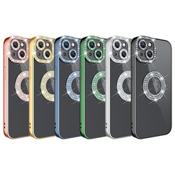 Apple iPhone 13 Case Camera Protection Stone Decorated Back Transparent Zore Asya Cover - 8