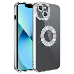 Apple iPhone 13 Case Camera Protection Stone Decorated Back Transparent Zore Asya Cover - 5