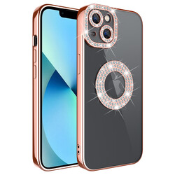 Apple iPhone 13 Case Camera Protection Stone Decorated Back Transparent Zore Asya Cover - 2