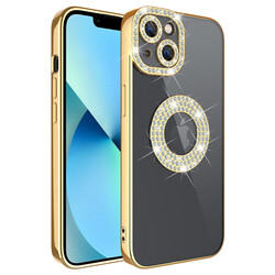 Apple iPhone 13 Case Camera Protection Stone Decorated Back Transparent Zore Asya Cover - 4