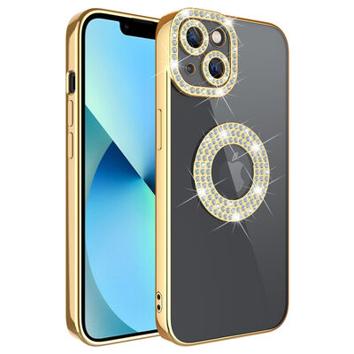 Apple iPhone 13 Case Camera Protection Stone Decorated Back Transparent Zore Asya Cover - 4