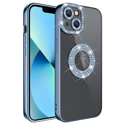 Apple iPhone 13 Case Camera Protection Stone Decorated Back Transparent Zore Asya Cover - 6