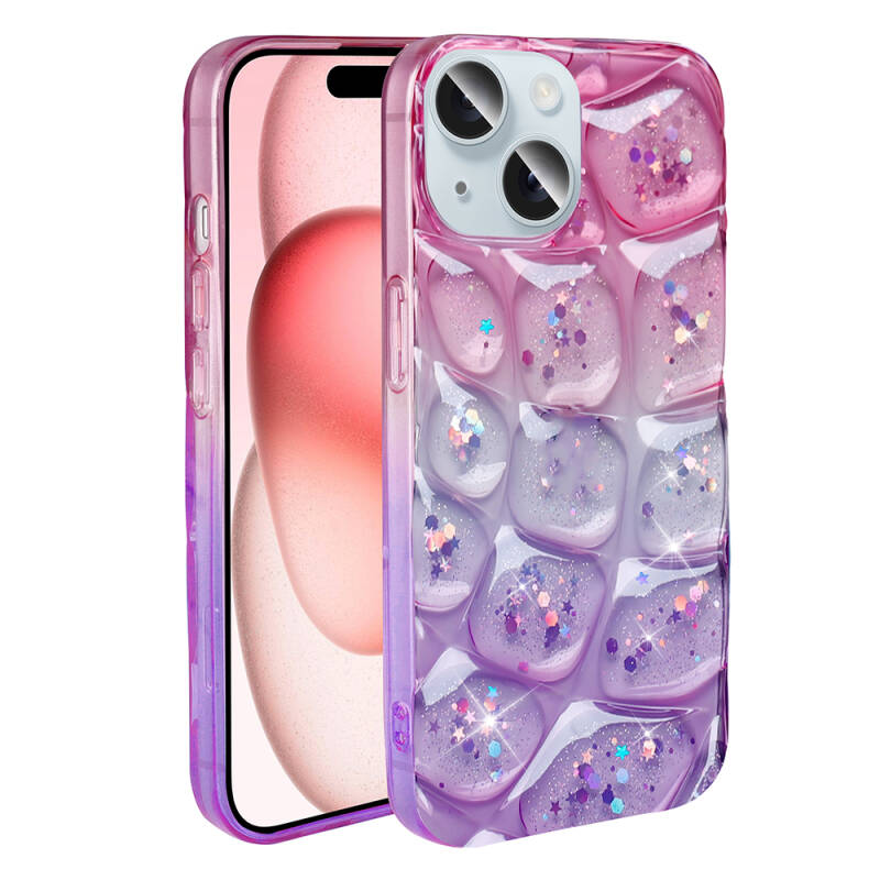 Apple iPhone 13 Case Glittery 3D Patterned Zore Hacar Cover - 4