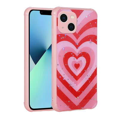 Apple iPhone 13 Case Glittery Patterned Camera Protected Shiny Zore Popy Cover - 4
