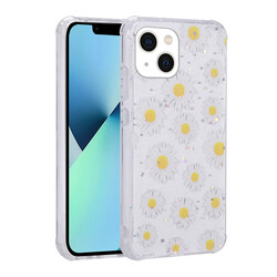 Apple iPhone 13 Case Glittery Patterned Camera Protected Shiny Zore Popy Cover - 3