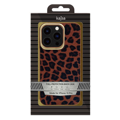 Apple iPhone 13 Case Kajsa Glamorous Series Leopard Combo Cover - 10