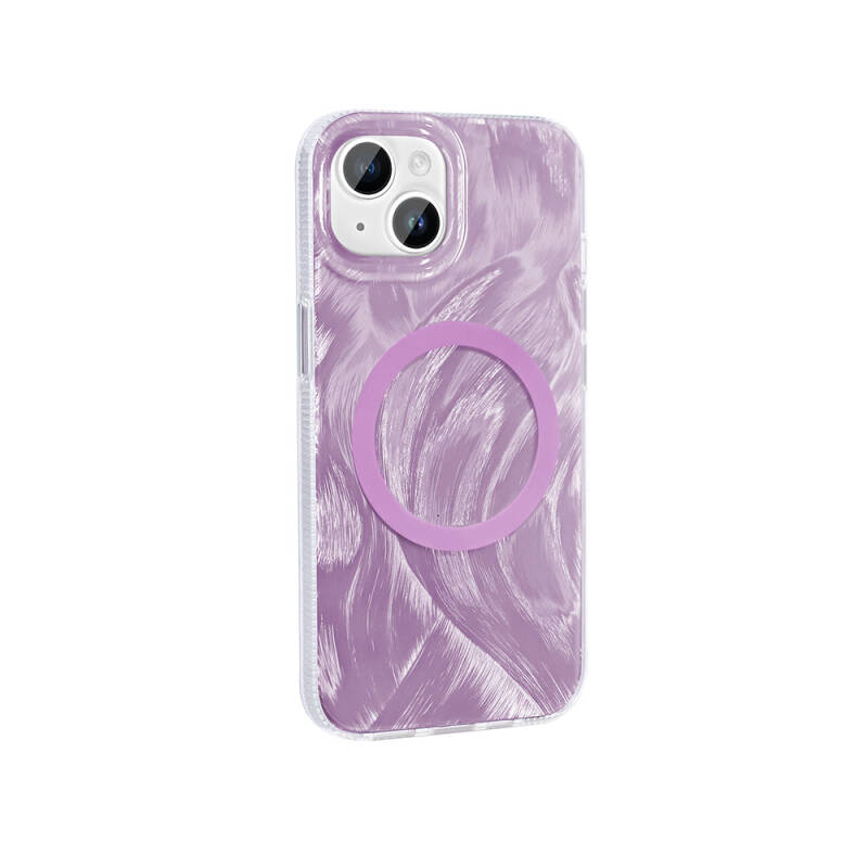 Apple iPhone 13 Case Magsafe Charging Featured Brush Paint Patterned Zore Palette Cover - 8