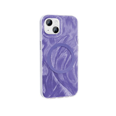 Apple iPhone 13 Case Magsafe Charging Featured Brush Paint Patterned Zore Palette Cover - 9