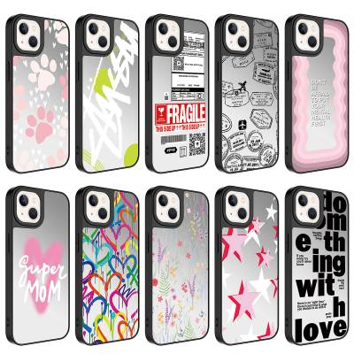 Apple iPhone 13 Case Mirror Patterned Camera Protected Glossy Zore Mirror Cover - 2