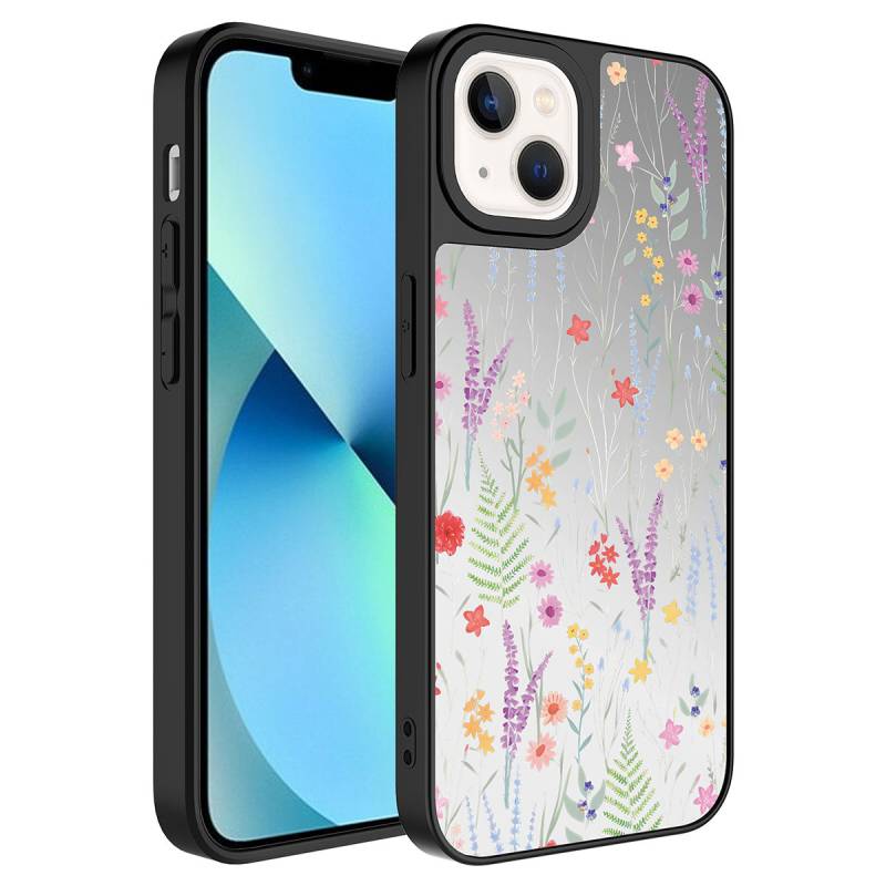 Apple iPhone 13 Case Mirror Patterned Camera Protected Glossy Zore Mirror Cover - 4