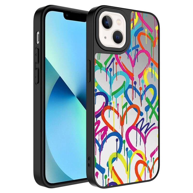 Apple iPhone 13 Case Mirror Patterned Camera Protected Glossy Zore Mirror Cover - 5