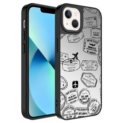 Apple iPhone 13 Case Mirror Patterned Camera Protected Glossy Zore Mirror Cover - 9