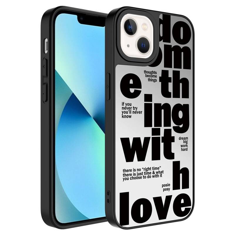 Apple iPhone 13 Case Mirror Patterned Camera Protected Glossy Zore Mirror Cover - 10