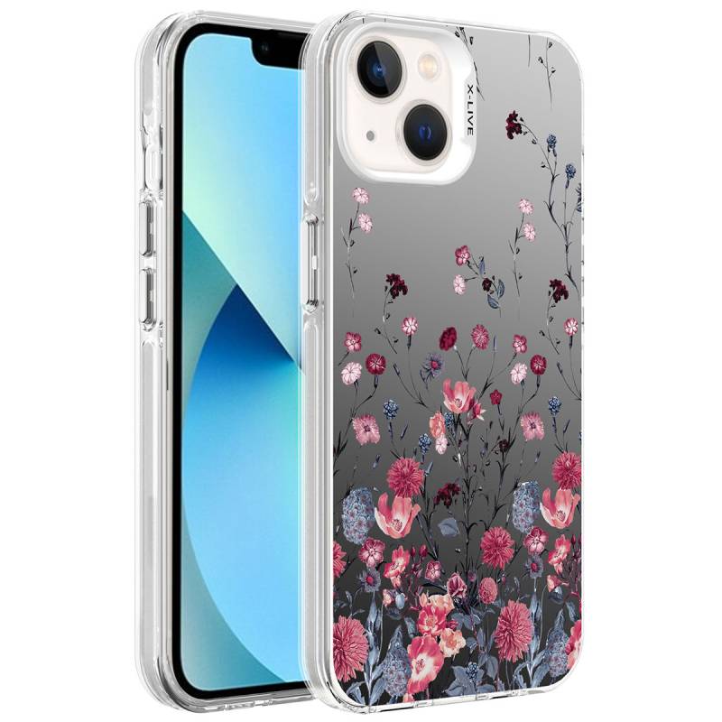 Apple iPhone 13 Case Patterned Zore Silver Hard Cover - 5