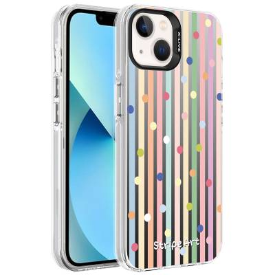 Apple iPhone 13 Case Patterned Zore Silver Hard Cover - 7