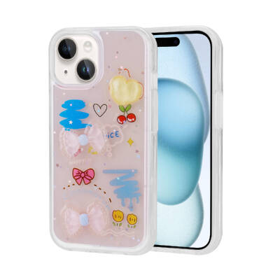 Apple iPhone 13 Case Relief Figured Shiny Zore Minimini Silicone Cover - 9